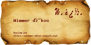 Wimmer Ákos névjegykártya